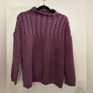 Women's Cable Knit Sweater - Purple
